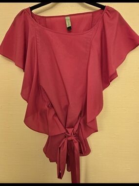 Jaloux Pink Flutter Sleeve Top - Women's XS